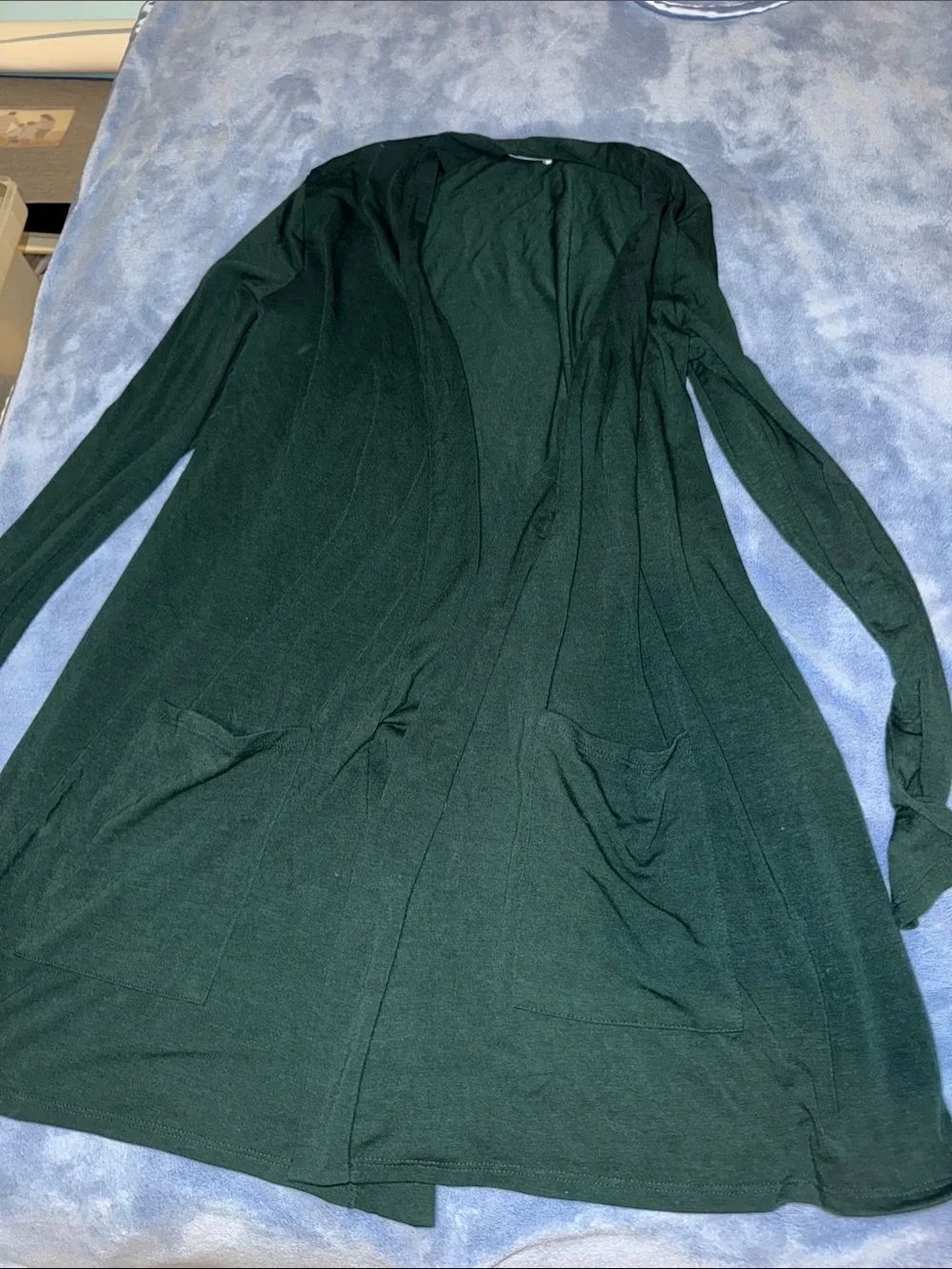 Dark Green Women’s Open-Front Long Cardigan